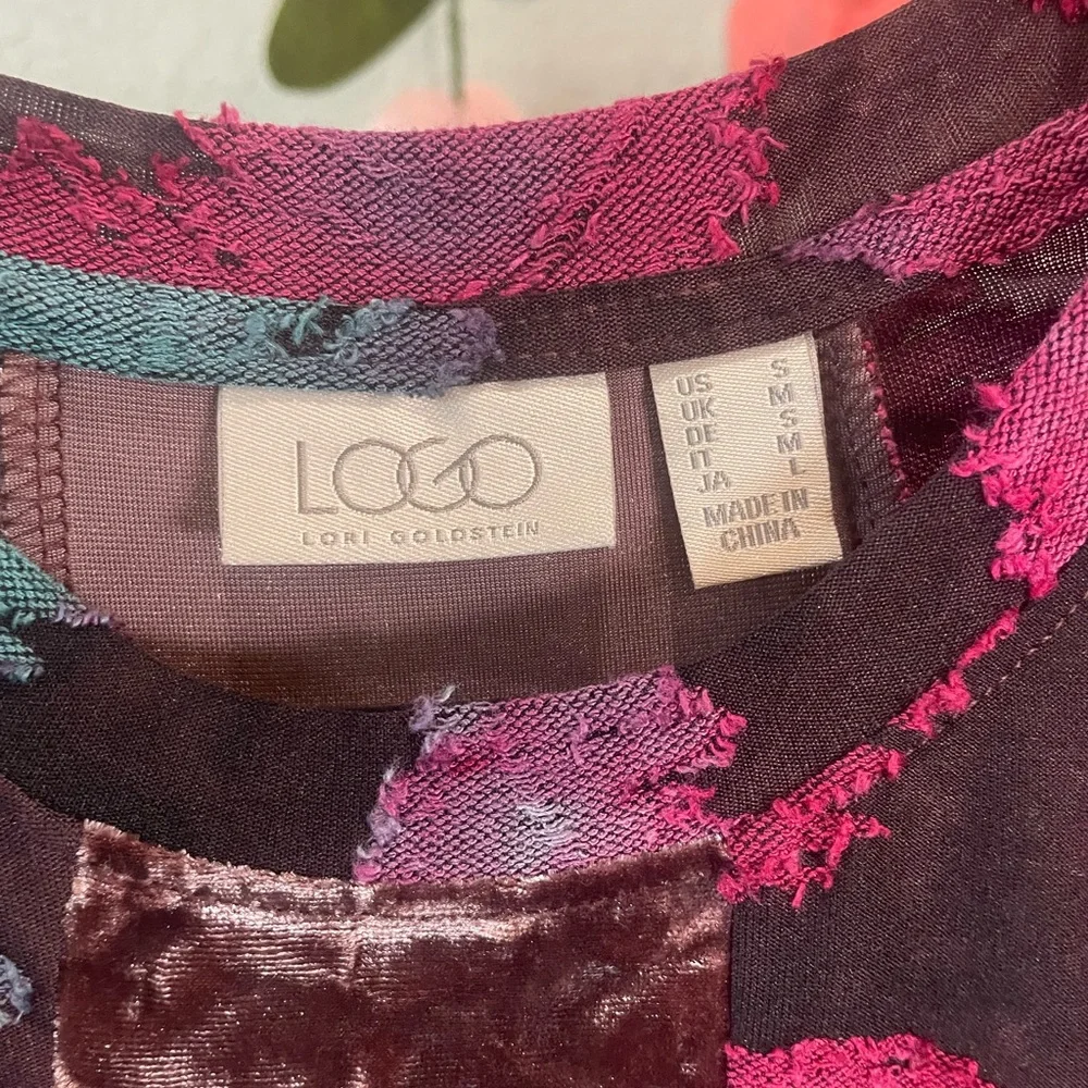 LOGO by Lori Goldstein Pieced Velvet Tie-Dye Top - Picture 7 of 8